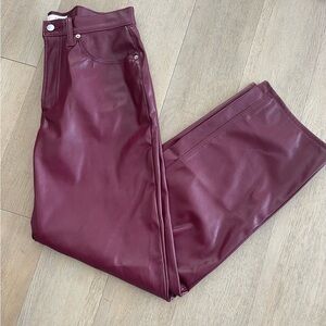 Burgundy Faux Leather Pants